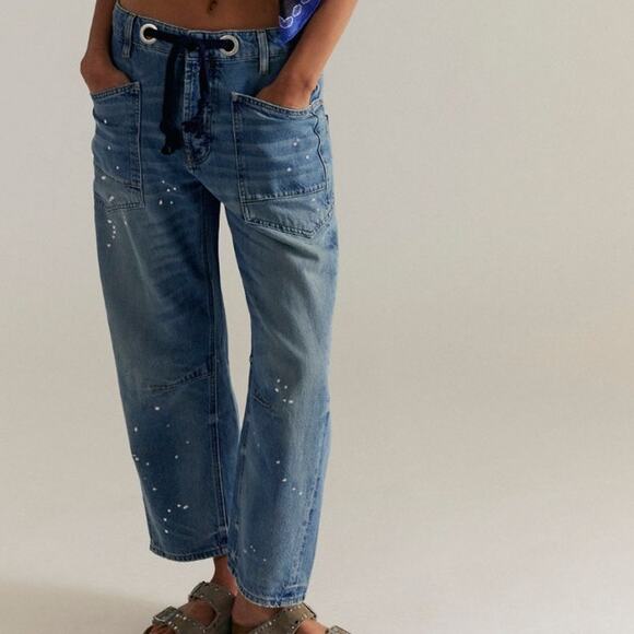 Free People We The Free Barrell Jeans Timeless Blue Size 32 Regular - Picture 5 of 7